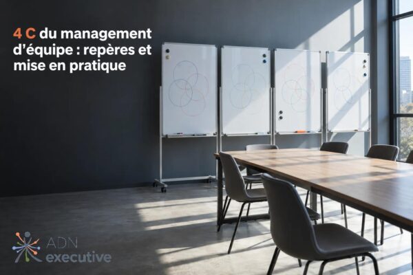 Salle de réunion avec une table et des chaises autour et des panneaux mobiles blancs à craies sur le mur.